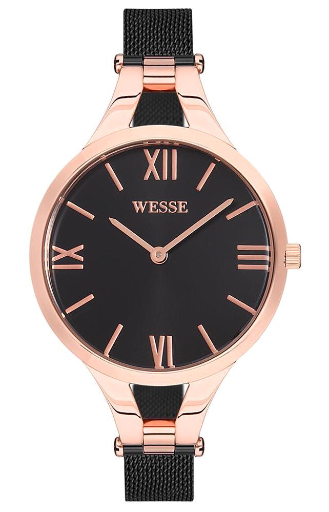 Wesse WWL103904 34 mm Siyah Çelik Kordon Analog Kadın Kol Saati