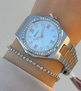 Ferrucci FRC.FT.1.126 35 mm Altın-Gri Çelik Kordon Analog Kadın Kol Saati