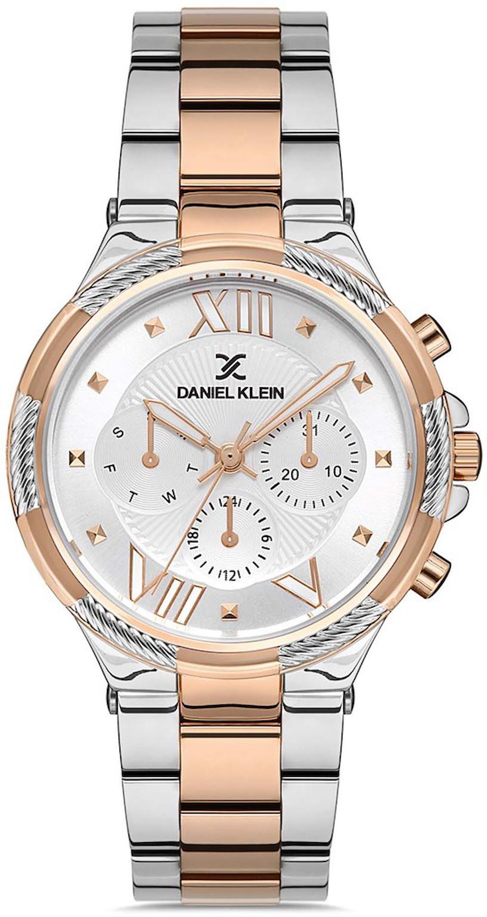 Daniel Klein EDK.1.10061.4 Takvimli 30 mm Gri-Rose Gold Çelik Kordon Analog Kadın Kol Saati