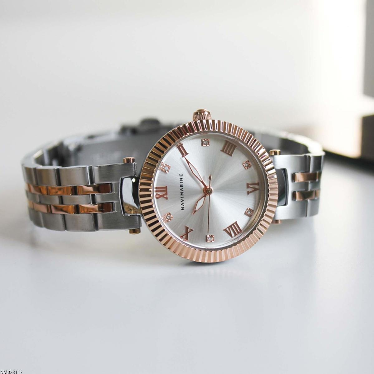 Navimarine NM023117 30 mm Gri-Rose Gold Çelik Kordon Analog Kadın Kol Saati