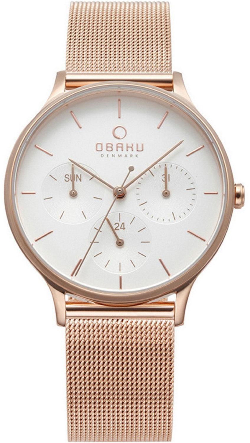Obaku Denmark V212LMVIMV Takvimli 34 mm Rose Gold Çelik Kordon Analog Kadın Kol Saati