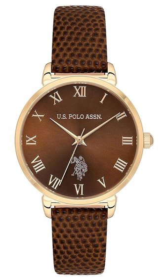 U.S. Polo Assn USPA2077-06 32 mm Kahverengi Deri Kordon Analog Kadın Kol Saati