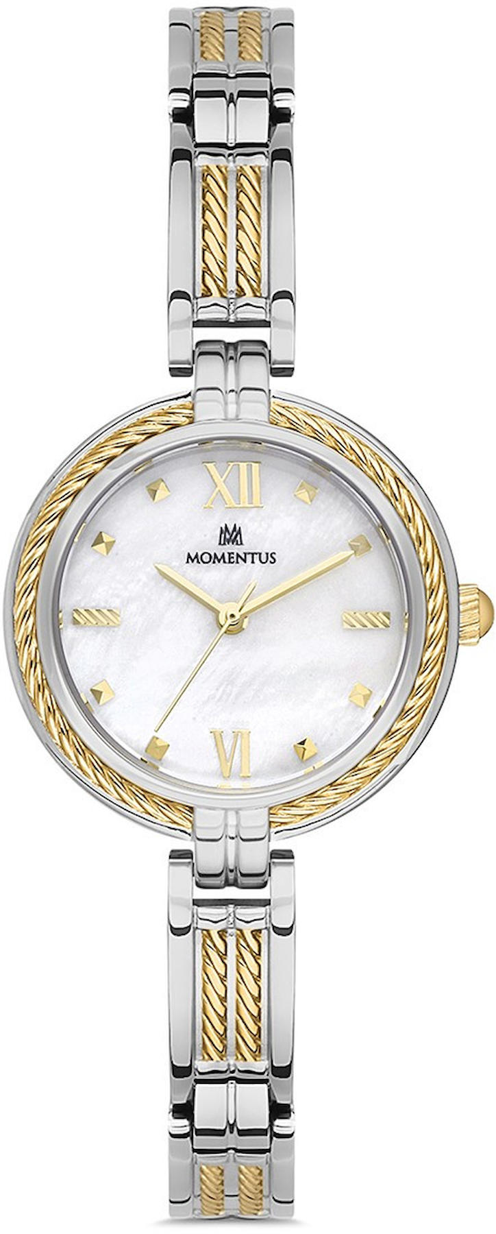 Momentus CW107T-09SG 30 mm Altın-Gri Hasır Kordon Analog Kadın Kol Saati