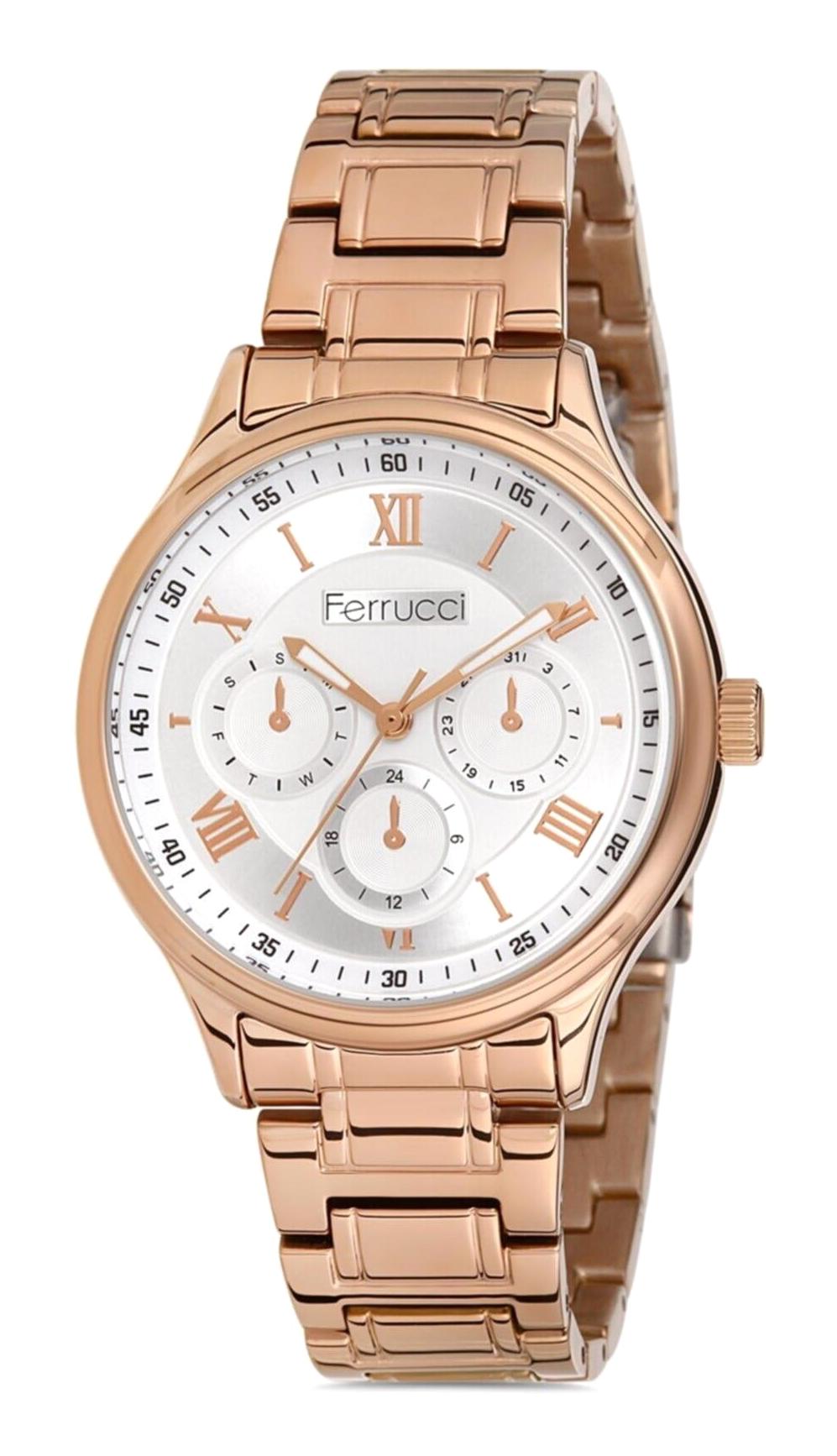 Ferrucci 13105M.01 Takvimli 38 mm Rose Gold Çelik Kordon Analog Kadın Kol Saati