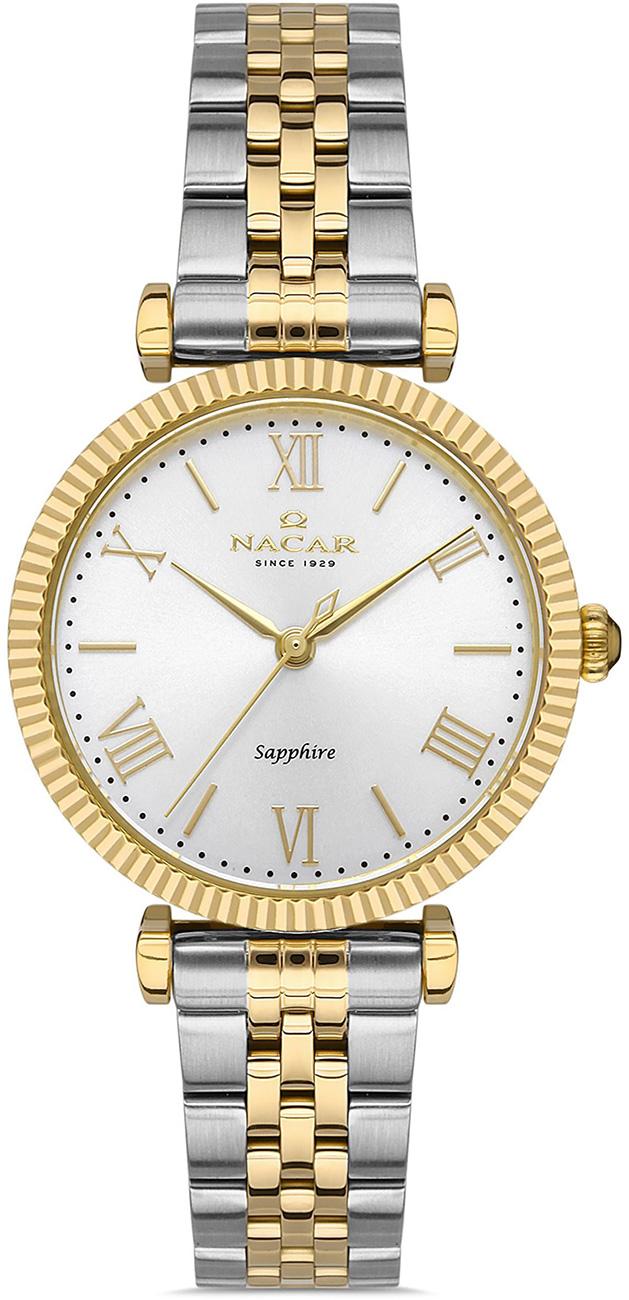 Nacar NC34-39B553-CSM 32 mm Altın-Gri Çelik Kordon Analog Kadın Kol Saati