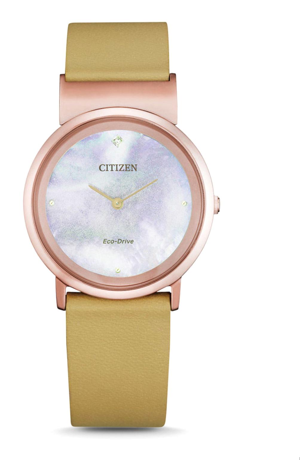 Citizen ECO-DRİVE EG7073-16Y 31 mm Yeşil Deri Kordon Analog Kadın Kol Saati