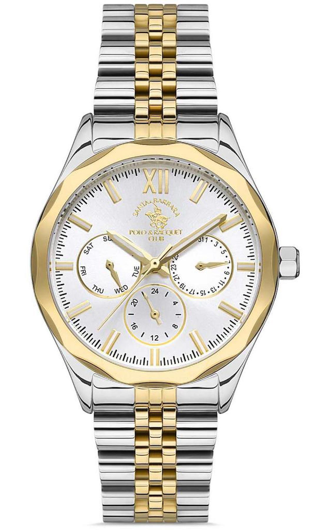Santa Barbara Polo & Racquet Club SB.1.10409.2 Takvimli 36 mm Altın-Gri Çelik Kordon Analog Kadın Kol Saati