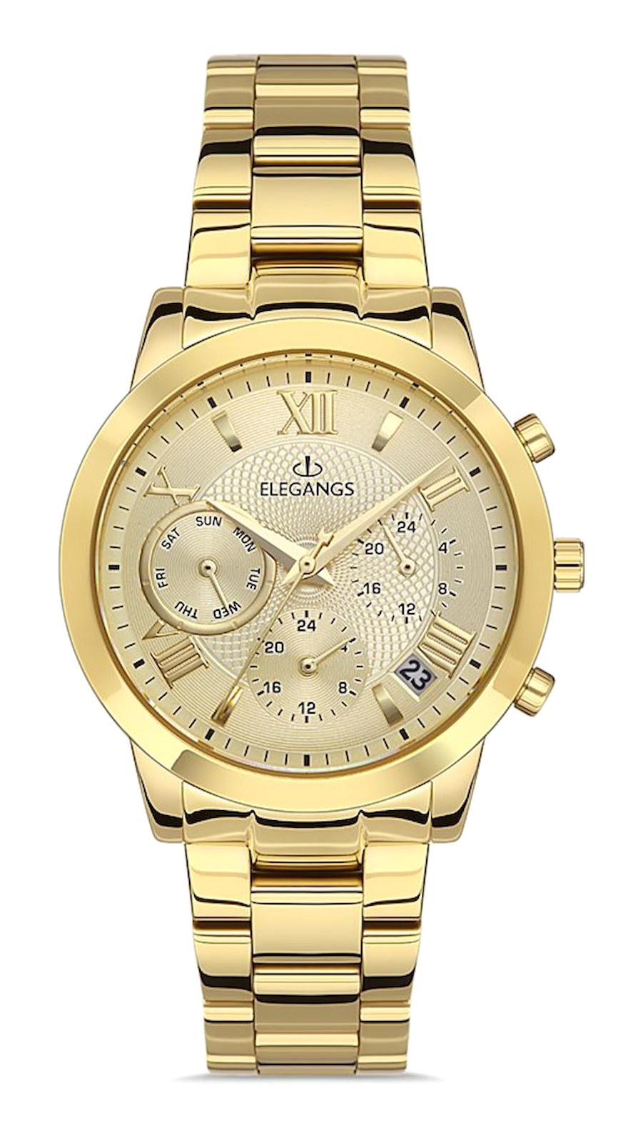 Elegangs EL2451.2 36 mm Altın Çelik Kordon Analog Kadın Kol Saati