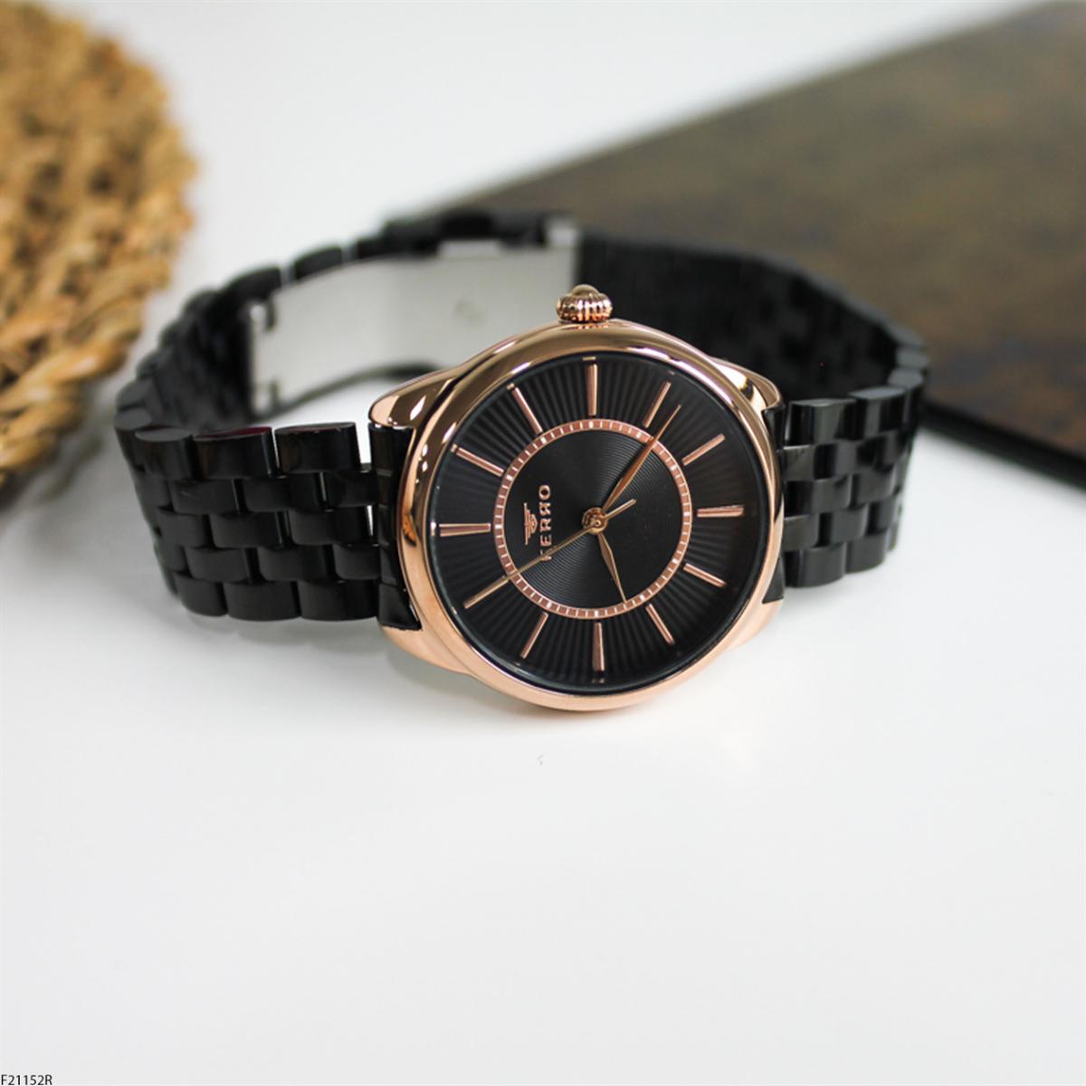 Ferro F21152R 36 mm Siyah Metal Kordon Analog Kadın Kol Saati