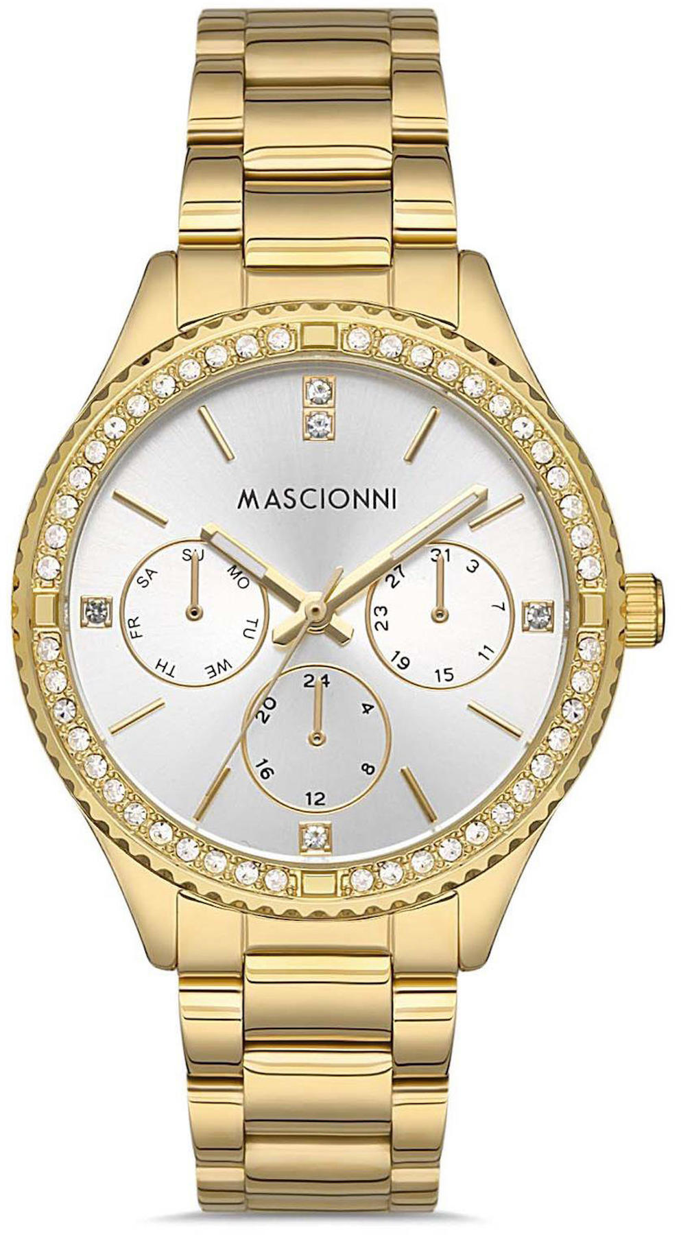 Mascionni M.1.1066.05 Takvimli 36 mm Altın Çelik Kordon Analog Kadın Kol Saati