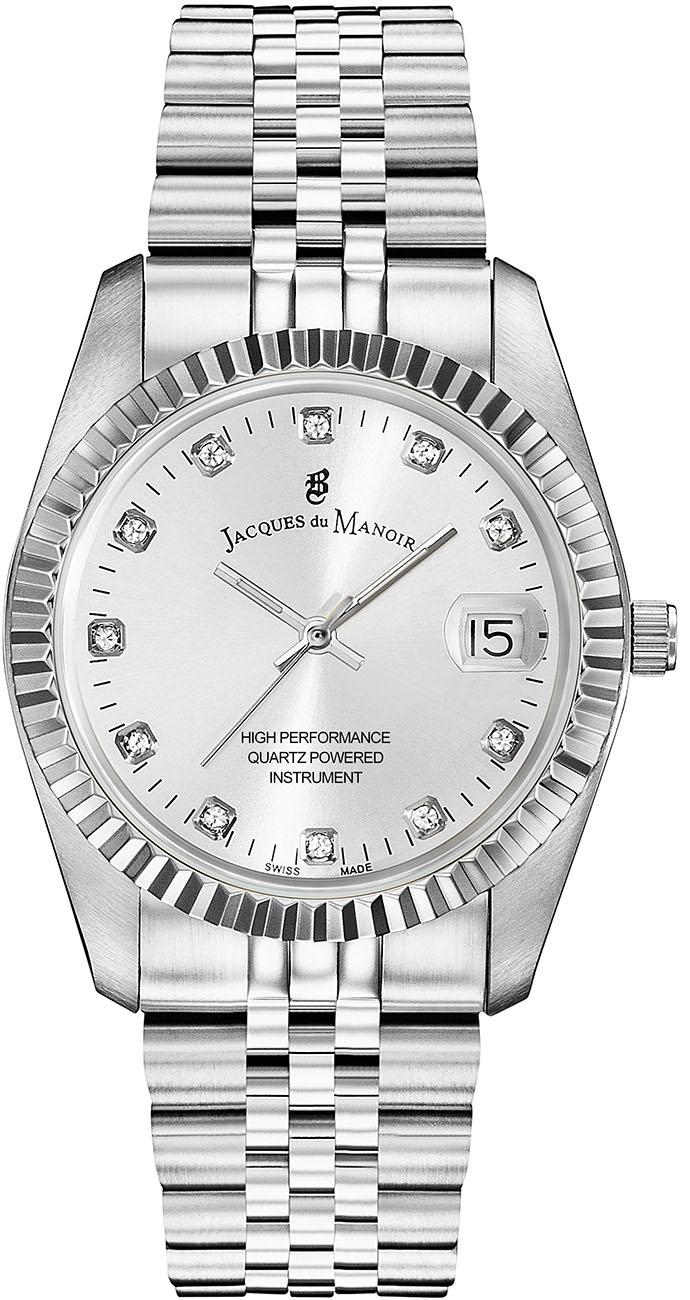 Jacques Du Manoir NRO.01 Takvimli 36 mm Gri Çelik Kordon Analog Kadın Kol Saati