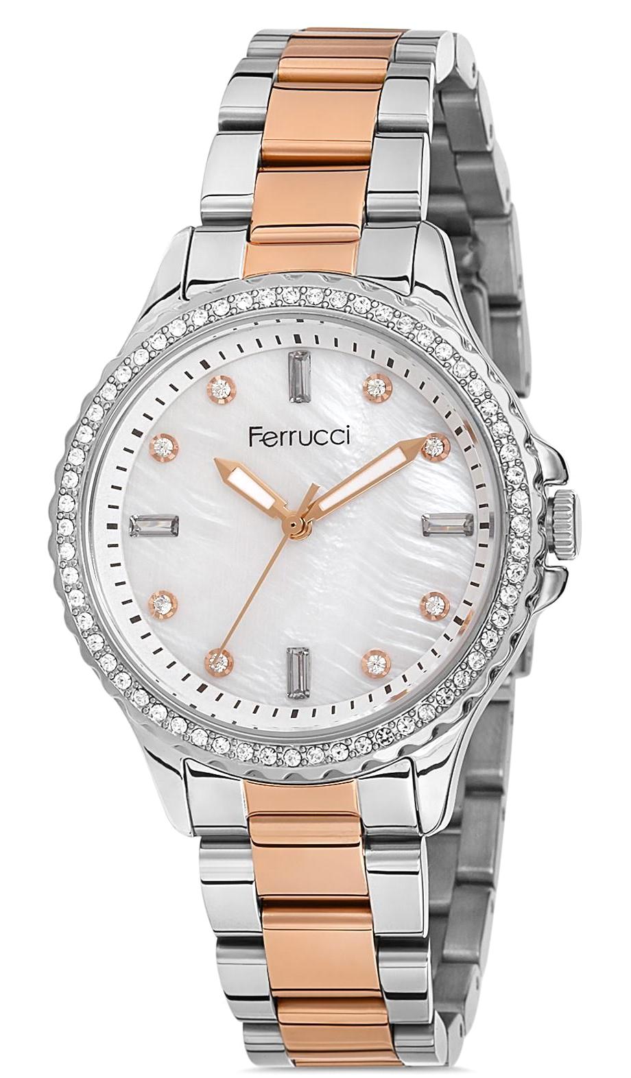 Ferrucci 9FM2597 36 mm Gri-Rose Gold Metal Kordon Analog Kadın Kol Saati