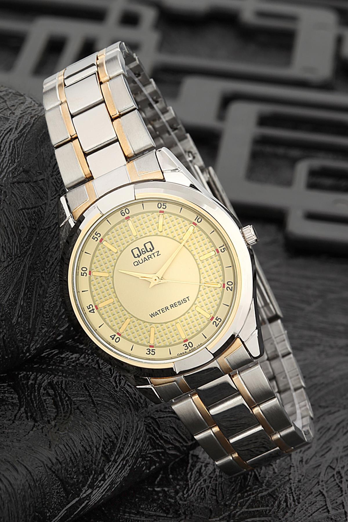 Q&Q 3G805 36 mm Altın-Gri Metal Kordon Analog Kadın Kol Saati