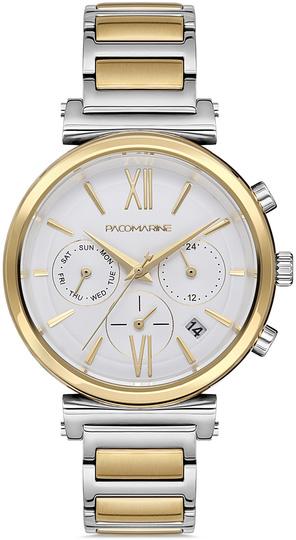Pacomarine PM.51201.05 Takvimli 37 mm Altın-Gri Çelik Kordon Analog Kadın Kol Saati