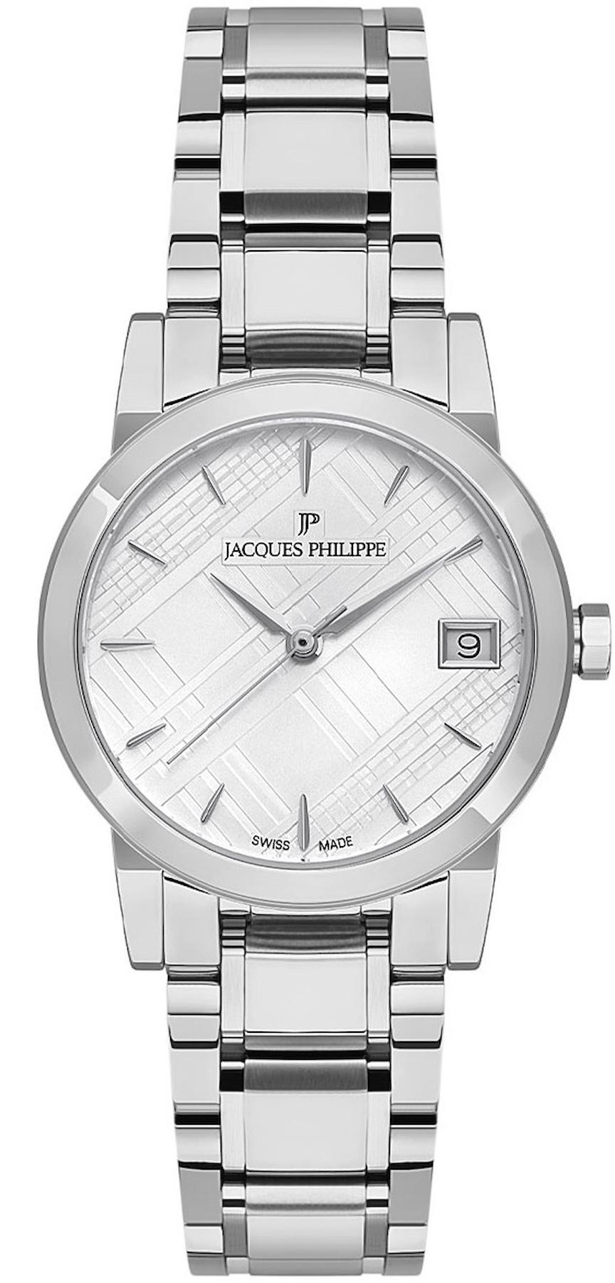 Jacques Philippe JPQLS311326 Takvimli 30 mm Gri Çelik Kordon Analog Kadın Kol Saati