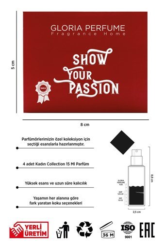 Gloria Perfume Show Your Passion 4 Parça Mini Kadın Parfüm Seti EDP