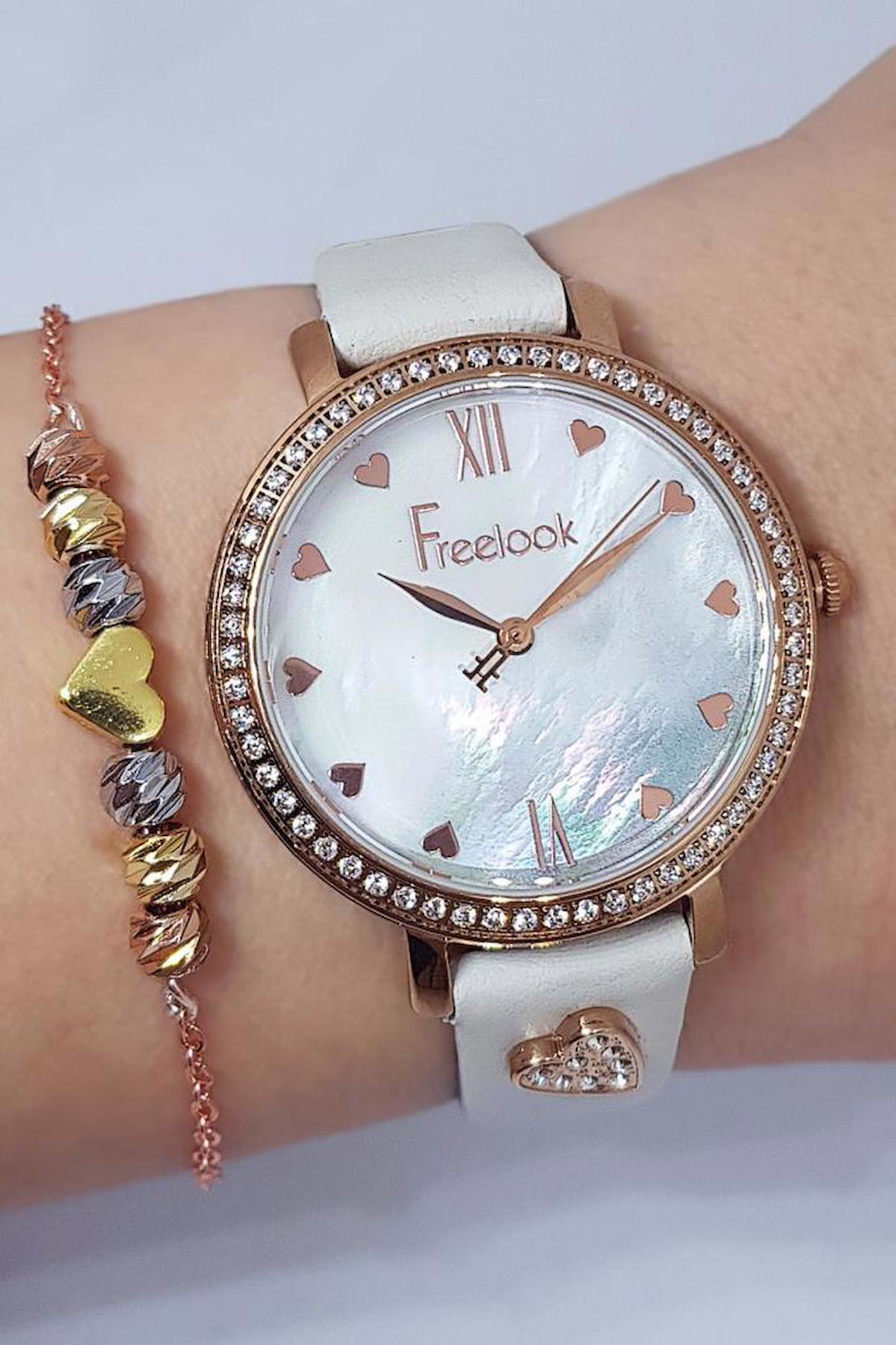 Freelook 35 mm Krem Deri Kordon Analog Kadın Kol Saati