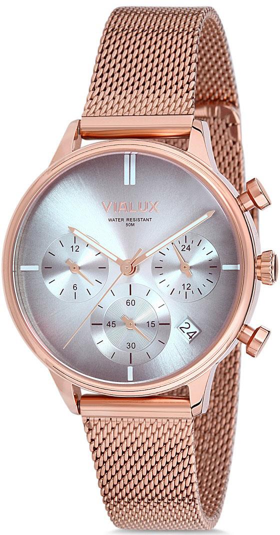 Vialux LY510R-02SR Takvimli 35.5 mm Rose Gold Çelik Kordon Analog Kadın Kol Saati