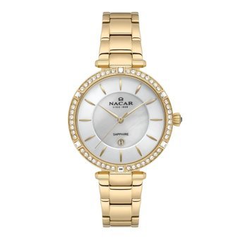 Nacar NC34-39B662-DSMS Takvimli 33 mm Altın Çelik Kordon Analog Kadın Kol Saati