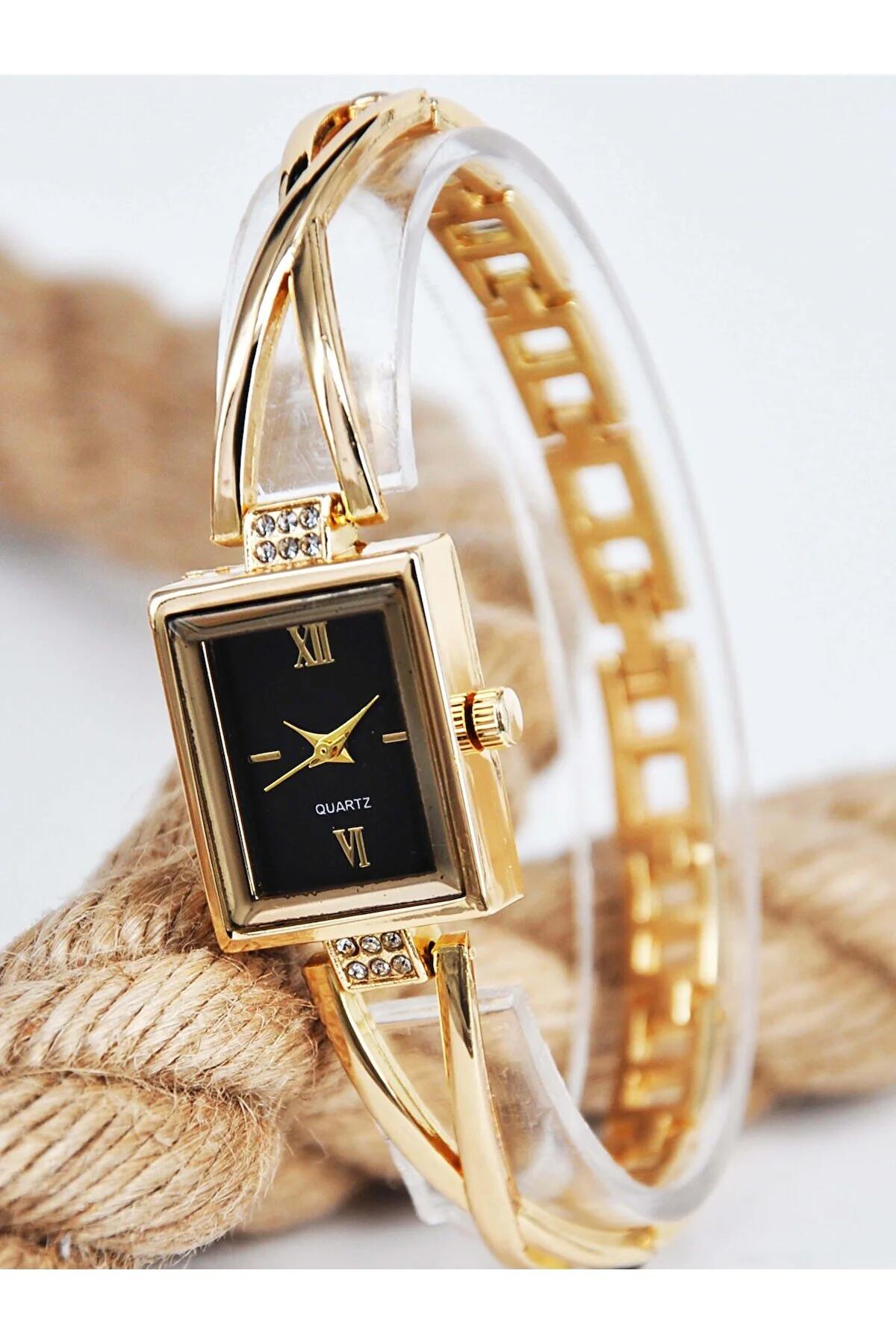 Storeay STA-152 20-25 mm Altın Deri Kordon Analog Kadın Kol Saati