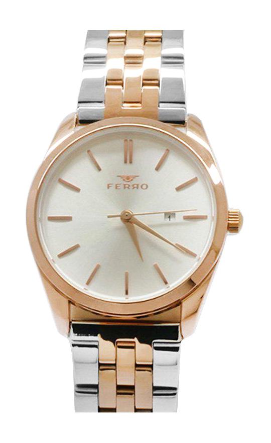 Ferro TH-FL21231A-E 40 mm Gri-Rose Gold Çelik Kordon Analog Kadın Kol Saati
