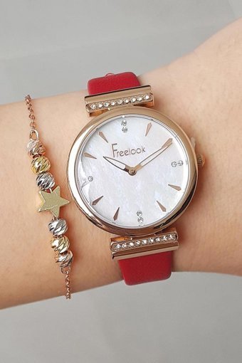 Freelook 32 mm Kırmızı Deri Kordon Analog Kadın Kol Saati