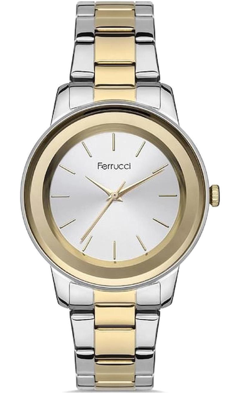 Ferrucci FFQ111614.A45 35 mm Altın-Gri Metal Kordon Analog Kadın Kol Saati