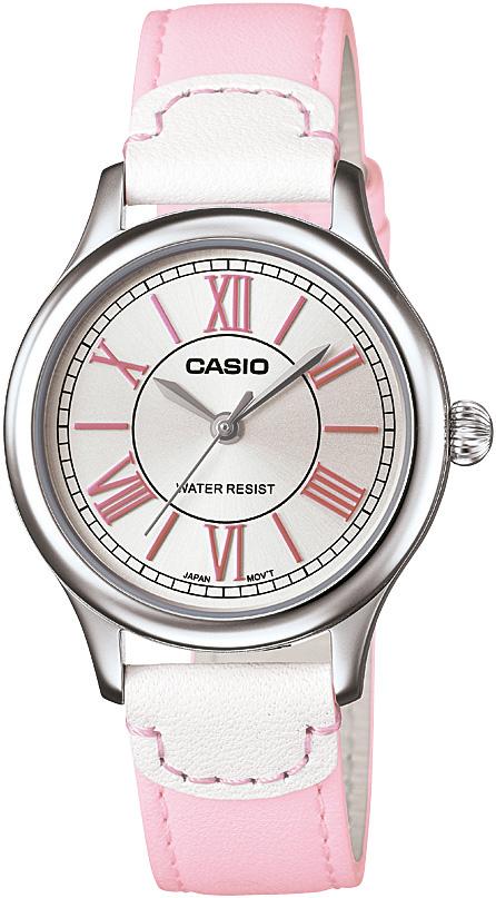 Casio LTP-E113L-4A1 30 mm Pembe Deri Kordon Analog Kadın Kol Saati