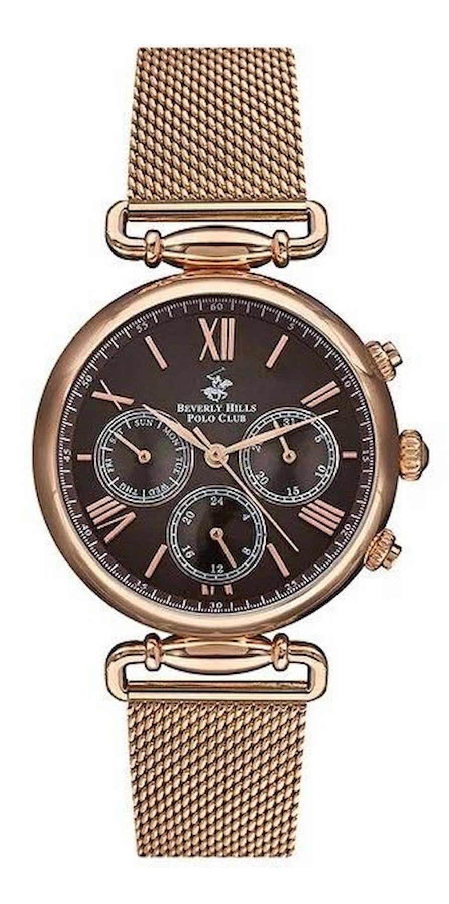 Beverly Hills Polo Club BP3148X440 35 mm Rose Gold Çelik Kordon Analog Kadın Kol Saati