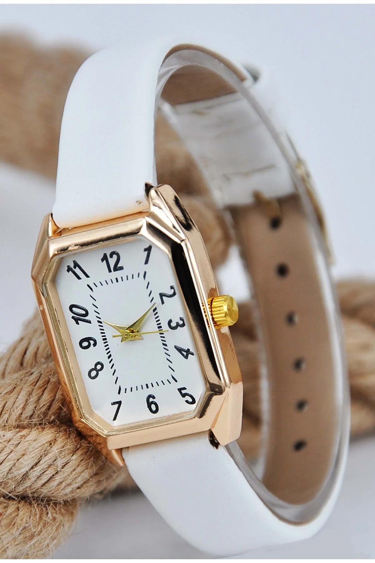 Storeay STA-155 26-30 mm Beyaz Deri Kordon Analog Kadın Kol Saati