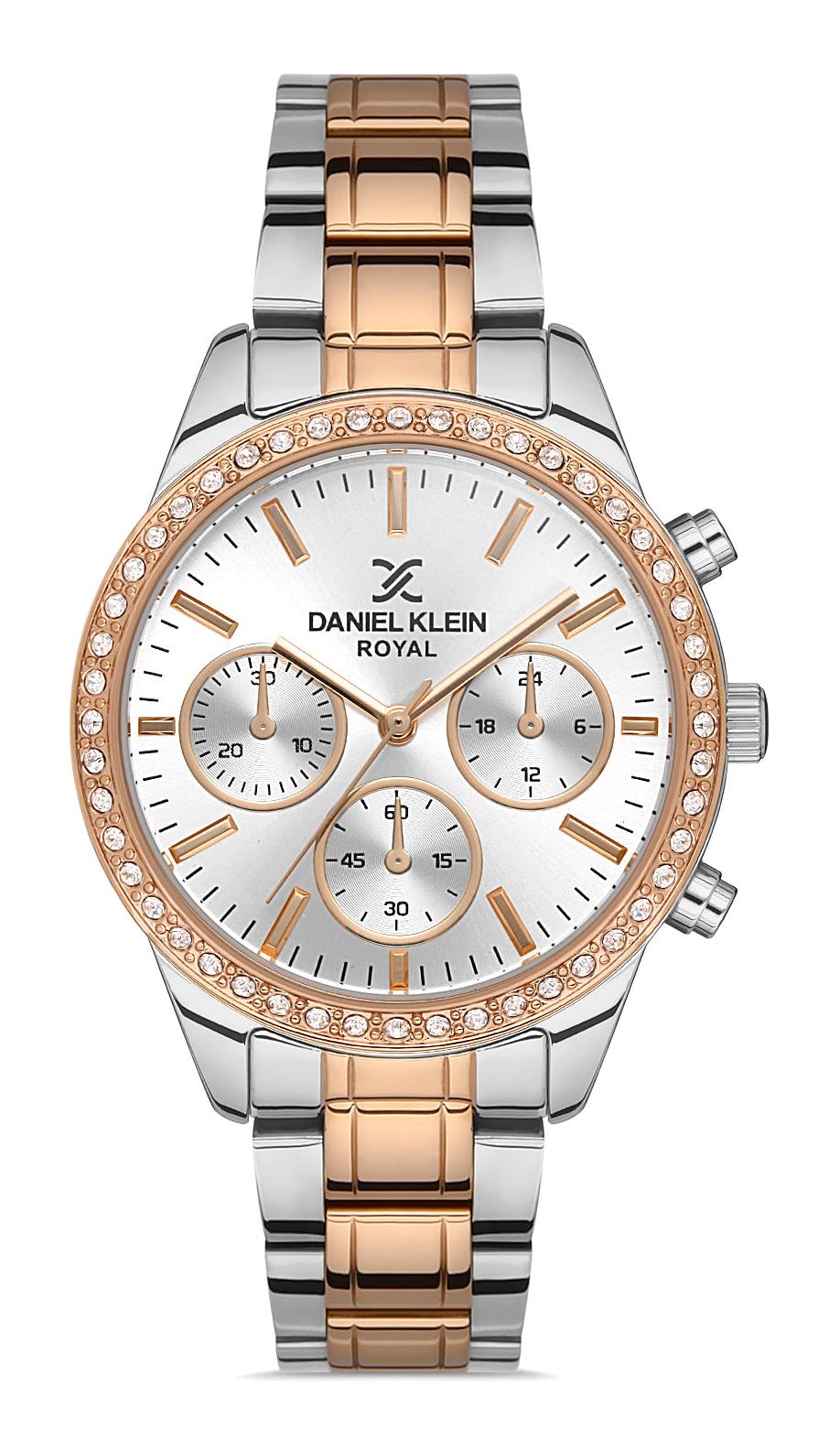 Daniel Klein DKE.1.10231.4 Takvimli 34 mm Gri-Rose Gold Metal Kordon Analog Kadın Kol Saati