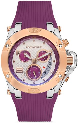 Pacomarine PM.61226.03 Takvimli 40 mm Mor Silikon Kordon Analog Kadın Kol Saati