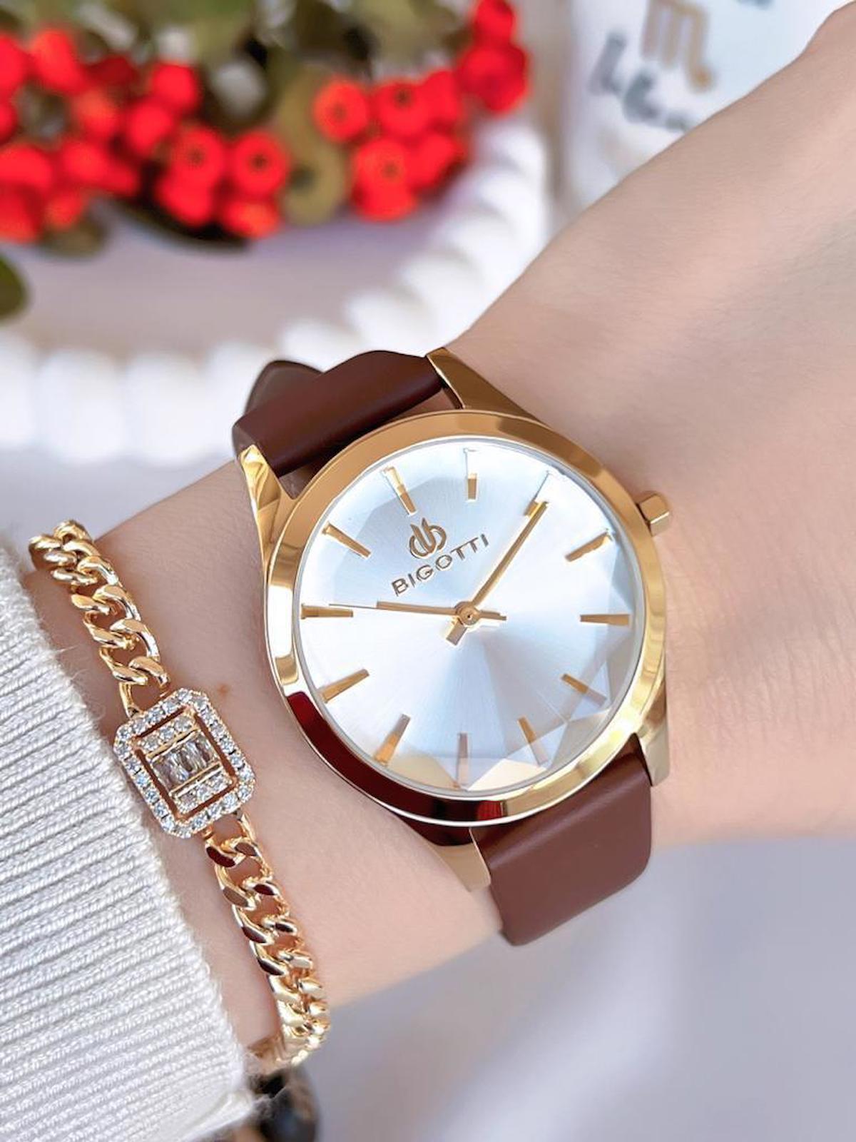Bigotti BG1.103945 36 mm Kahverengi Deri Kordon Analog Kadın Kol Saati