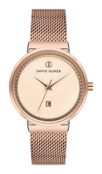 David Guner DG-8011LC-C5 33 mm Rose Gold Çelik-Hasır Kordon Analog Kadın Kol Saati