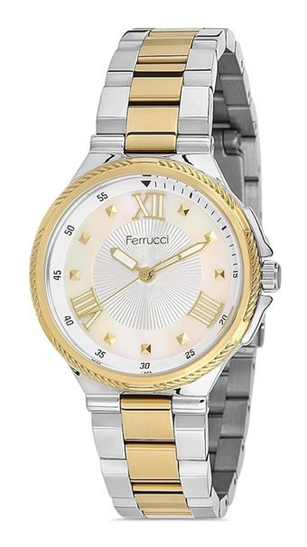 Ferrucci 36 mm Altın-Gri Çelik Kordon Analog Kadın Kol Saati