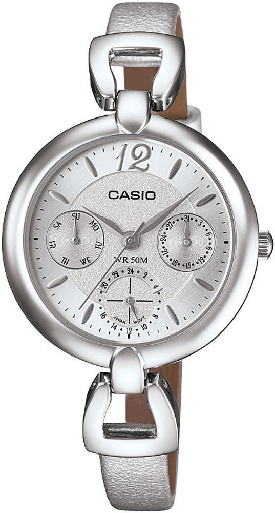 Casio LTP-E401L-7A Takvimli 30 mm Gri Deri Kordon Analog Kadın Kol Saati