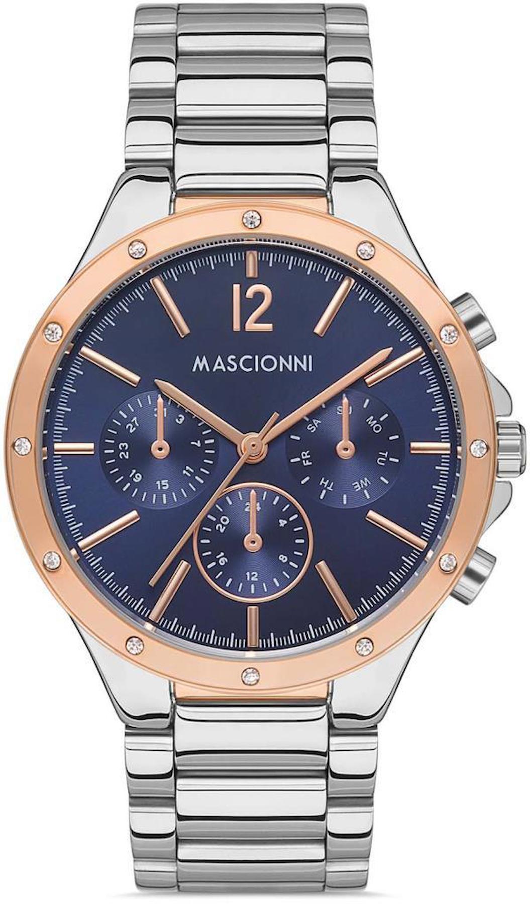 Mascionni M.1.1999.06 Takvimli 38 mm Gri Çelik Kordon Analog Kadın Kol Saati
