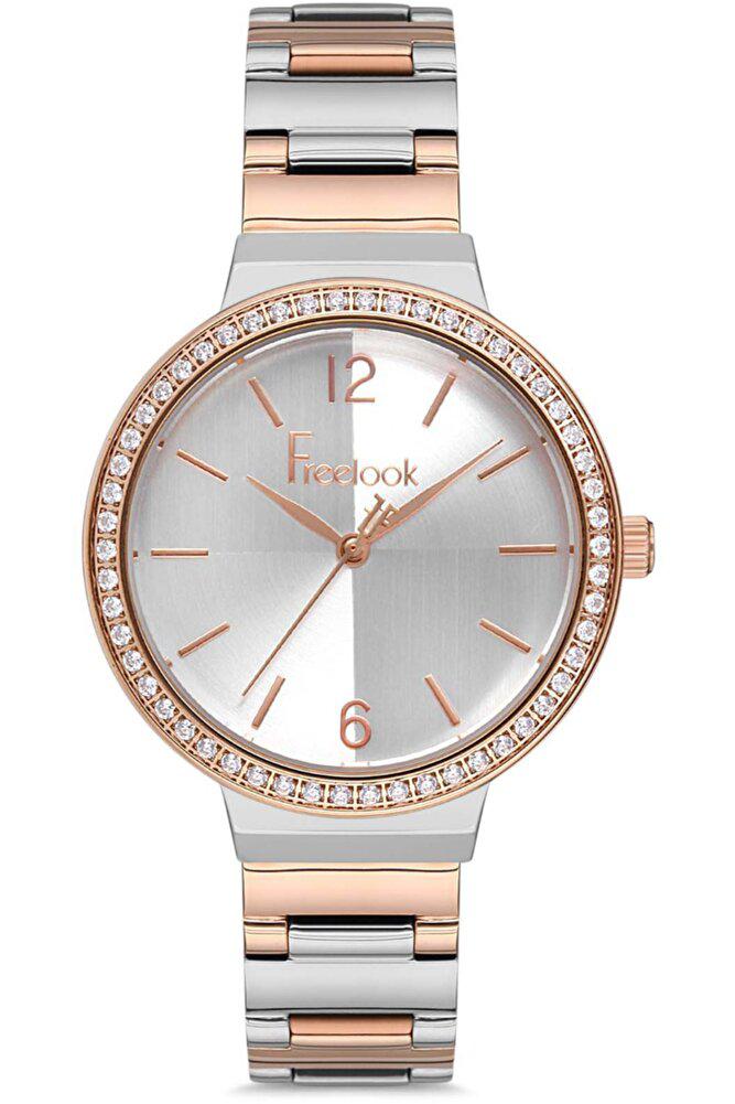 Freelook FL.1.10135.4 36 mm Gri-Rose Gold Metal Kordon Analog Kadın Kol Saati