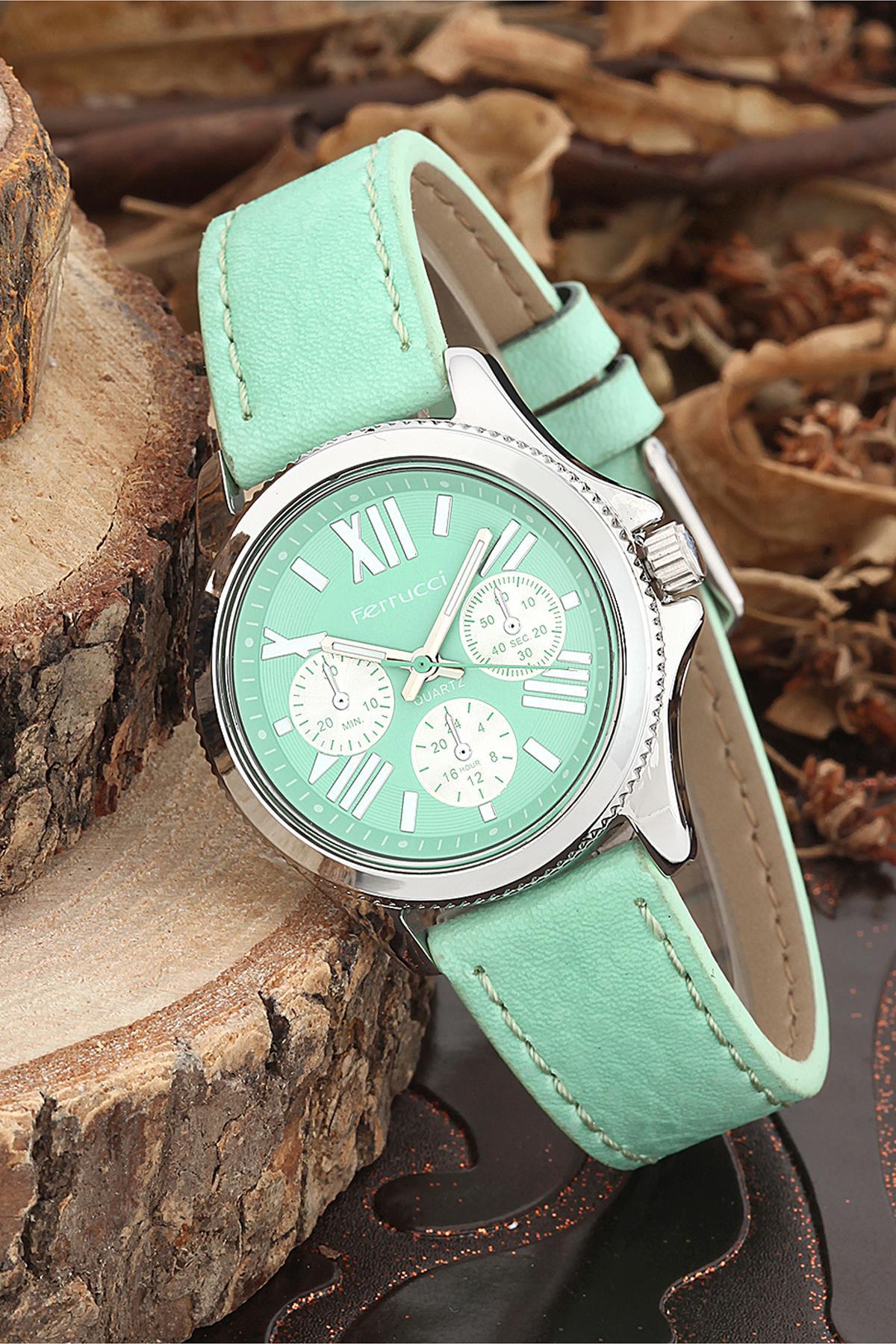 Ferrucci FRK876 39 mm Mavi Deri Kordon Analog Kadın Kol Saati