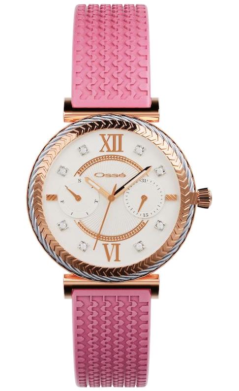Osse 7080F Takvimli 35 mm Pembe Silikon Kordon Analog Kadın Kol Saati