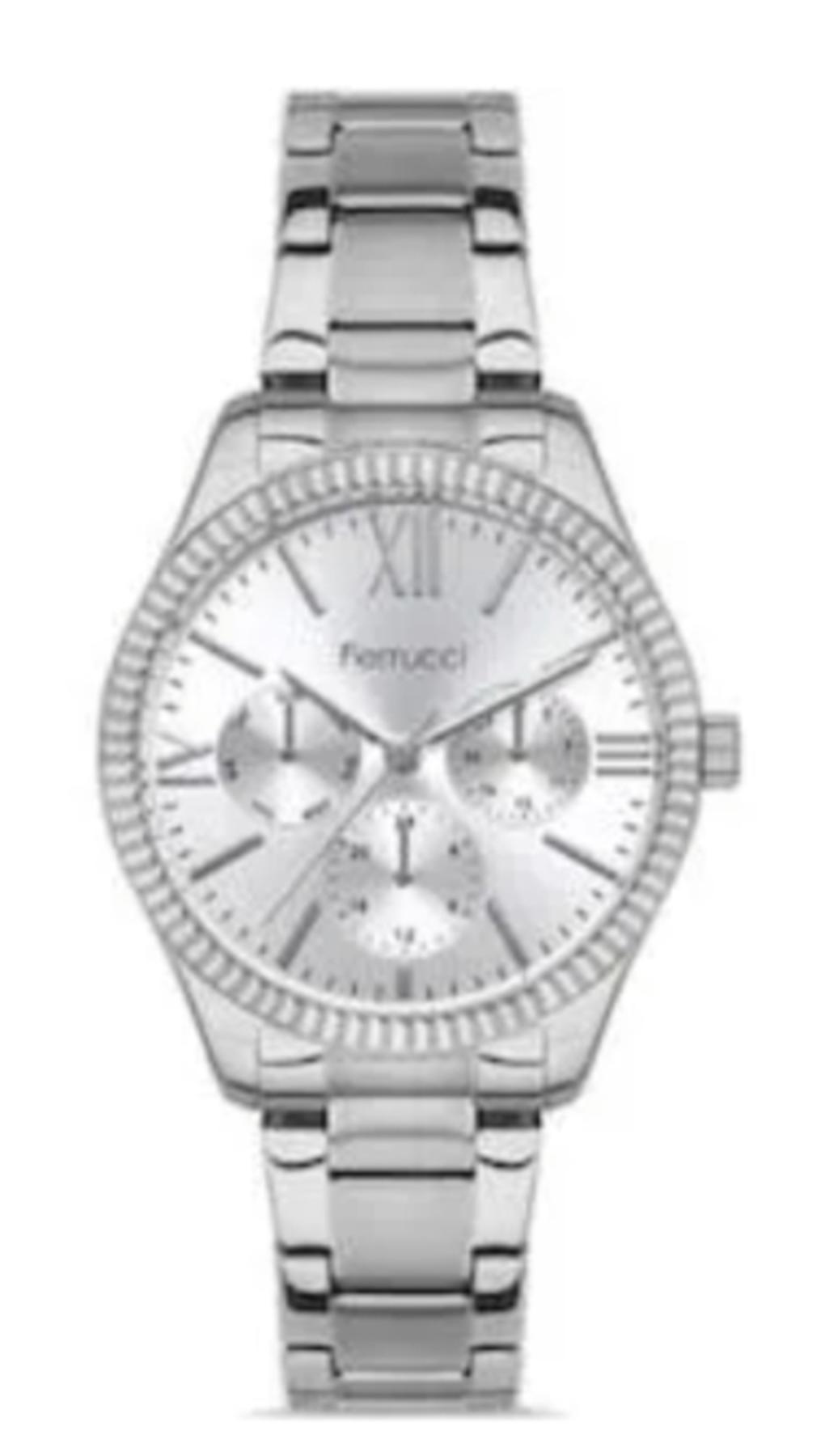 Ferrucci FC.13041M.01 Takvimli 36 mm Gri Metal Kordon Analog Kadın Kol Saati