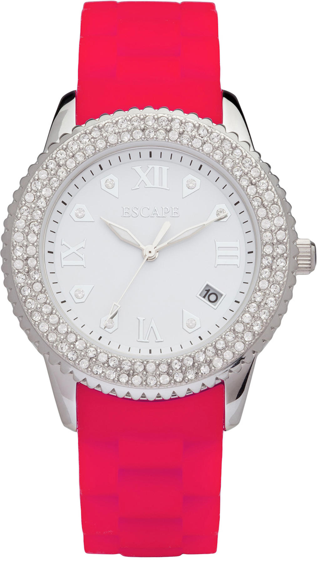 Escape EC1041-304 Takvimli 40 mm Kırmızı Silikon Kordon Analog Kadın Kol Saati