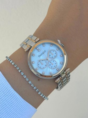 Ferrucci FRC.FT.1.117 38 mm Altın-Gri Çelik Kordon Analog Kadın Kol Saati
