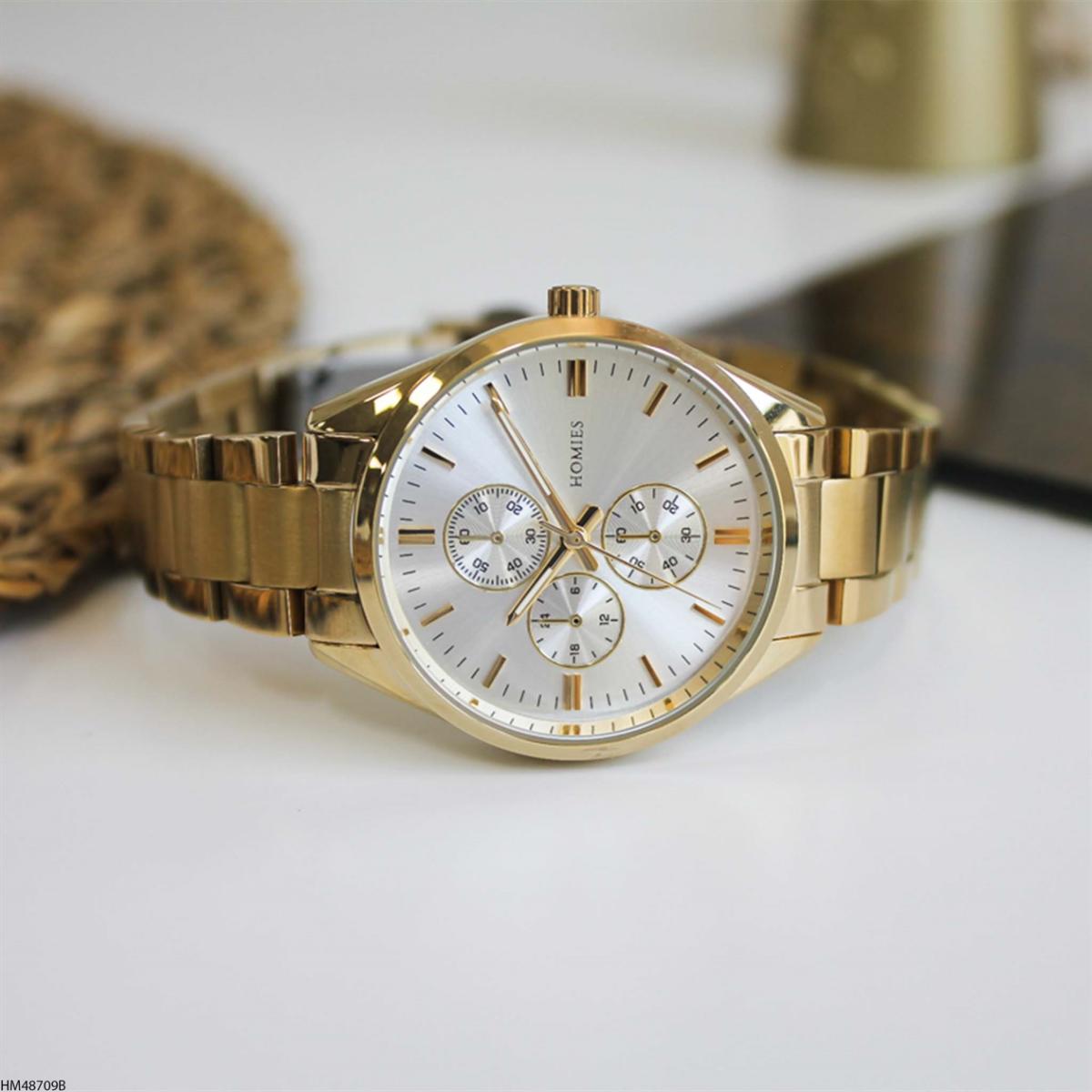 Homies HM48709B 35 mm Altın Metal Kordon Analog Kadın Kol Saati