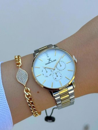 Daniel Klein DK.FT.1.119 31-35 mm Altın-Gri Çelik Kordon Analog Kadın Kol Saati
