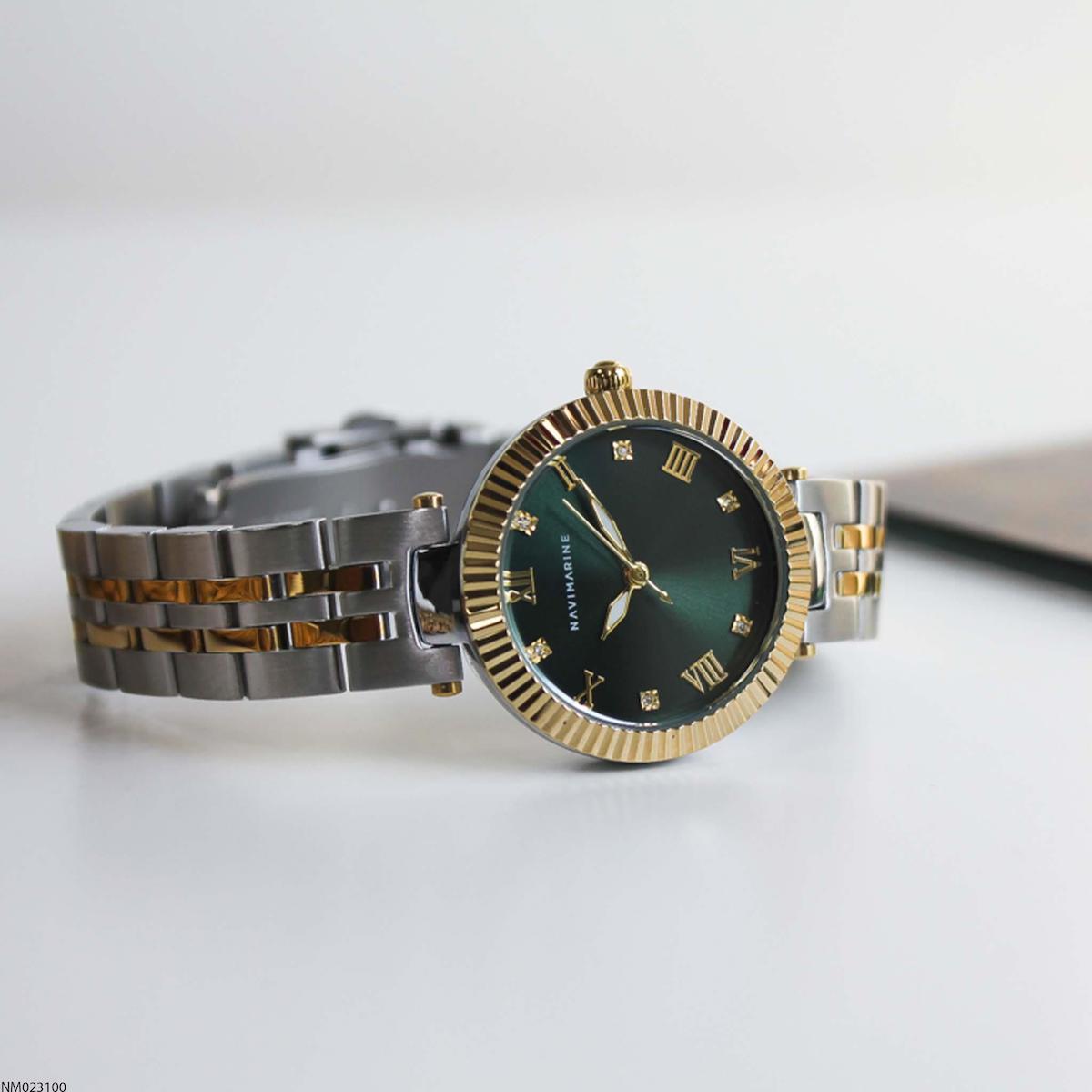 Navimarine NM023100 30 mm Altın-Gri Çelik Kordon Analog Kadın Kol Saati