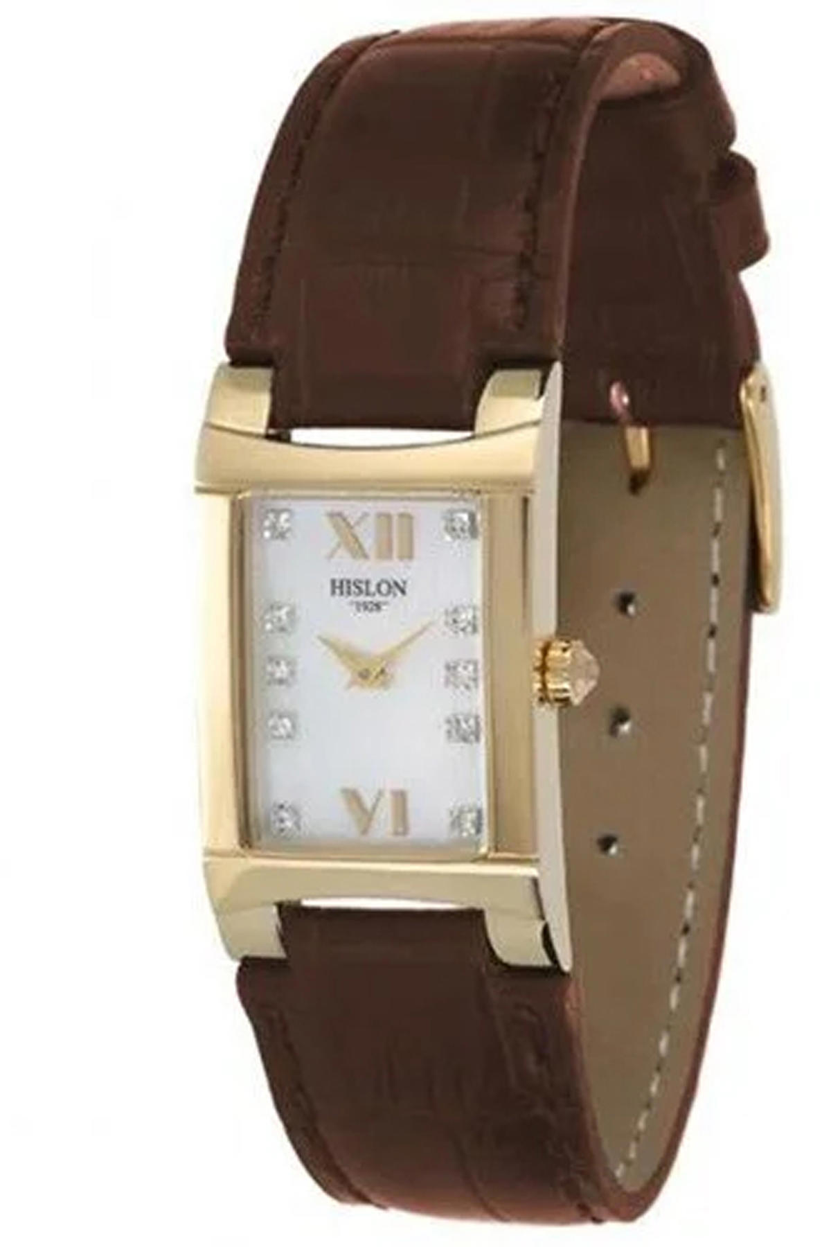 Hislon 3210-211110 25 mm Kahverengi Deri Kordon Analog Kadın Kol Saati