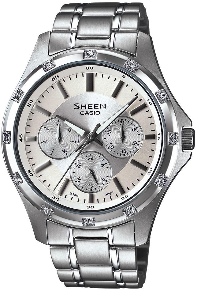 Casio SHE-3801D-7A Takvimli 38.9 mm Gri Çelik Kordon Analog Kadın Kol Saati