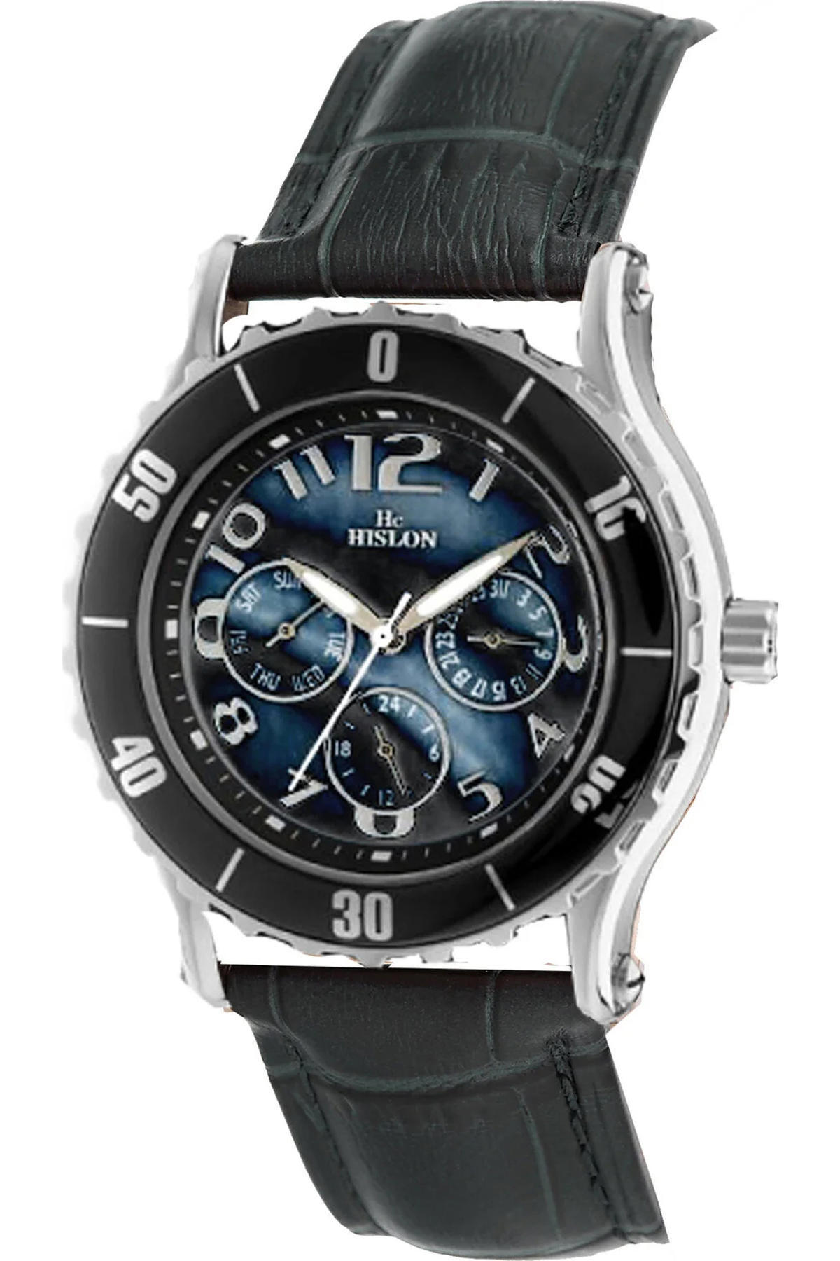 Hislon 3130-23352 Takvimli 36 mm Siyah Deri Kordon Analog Kadın Kol Saati