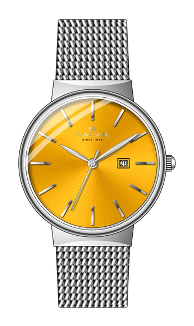 Nacar NC34-390431-AOSM Takvimli 32 mm Gri Çelik Kordon Analog Kadın Kol Saati